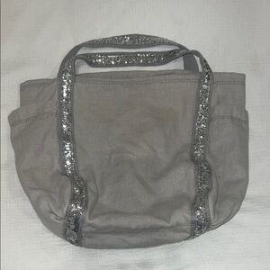 Gray Tote Bag with Silver Accents